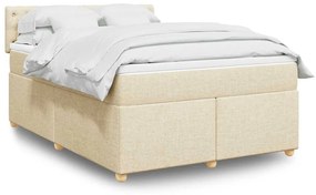vidaXL Cama com molas/colchão 140x190 cm tecido cor creme