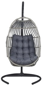 Cadeira suspensa em rattan cinzento escuro com suporte SESIA Beliani