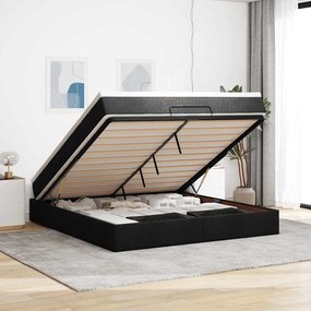 vidaXL Estrutura de cama otomana com colchão 180x200 cm tecido preto