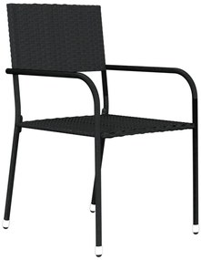 3 pcs conjunto de jantar para jardim preto