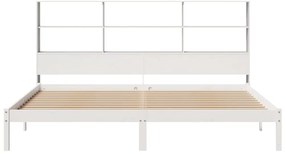 Cama com estante sem colchão 200x200 cm pinho maciço branco