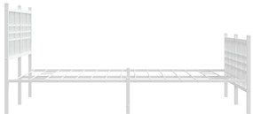 Estrutura de cama com cabeceira e pés 140x190 cm metal branco