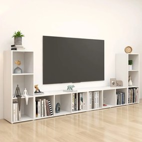 Móveis de TV 4 pcs 107x35x37 cm contraplacado branco