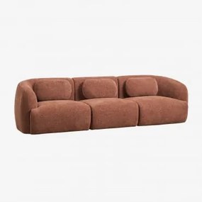 Sofá Modular De 3 Peças Em Chenille Coquette Chenille Castanho Ferrugem - Sklum