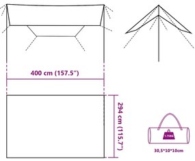 Lona de campismo 400x294 cm impermeável azul