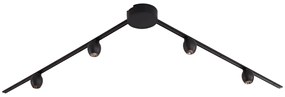 Sistema de iluminação de trilho moderno com 4 focos pretos monofásicos - Magnetic Zagaye