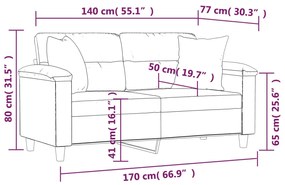 Sofá 2 lugares + almofadas decorativas 140cm couro artif. creme