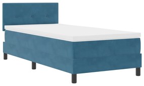 Cama Box Spring com Colchão Azul Escuro 100x200 cm Veludo