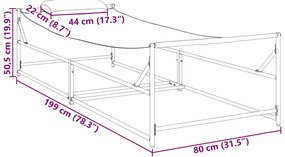 Cama de Sol pra Jardim - Antracite - 200x74x73 cm - Aço e Textilene