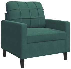 4 pcs conjunto sofás com almofadões e rolos veludo verde-escuro