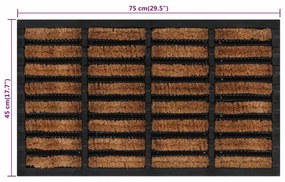 Tapete de porta retangular 45x75 cm borracha e fibra de coco
