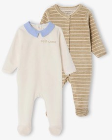 Lote de 2 pijamas em veludo ENVIE DE FRAISE personalizável, para recém-nascido cru