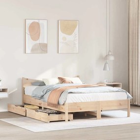 Estrutura de cama c/ gavetas 160x200 cm madeira de pinho maciça