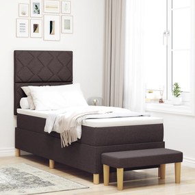 vidaXL Cama Box Spring com Colchão & Banco Castanho Escuro 80x200 cm Tecido