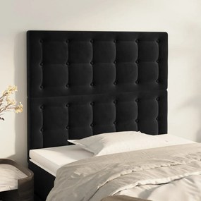 vidaXL Cabeceira de cama 2 pcs veludo 100x5x78/88 cm preto
