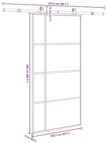 Porta desliz. c/ conj. ferragens 102,5x205cm vidro ESG/alumínio