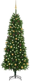 Árvore de Natal artificial com luzes LED e bolas 240 cm verde