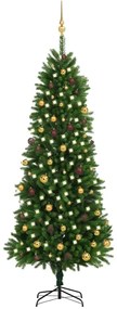 vidaXL Árvore Natal artificial pré-iluminada c/ bolas 240 cm verde