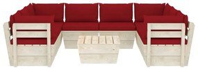 9 pcs conjunto lounge de paletes + almofadões madeira de abeto