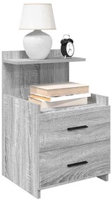 Mesa de cabeceira com 2 gavetas cinza Sonoma 40x36,5x62 cm