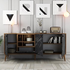 Consola Napoli – Preto e Nogueira – 180x81x35 cm
