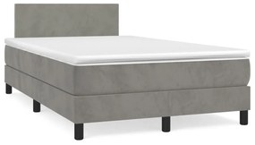 vidaXL Cama boxspring com colchão 120x190 cm veludo cinzento-claro