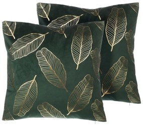 Conjunto de 2 almofadas decorativas 45 x 45 cm verde escuro FREESIA Beliani
