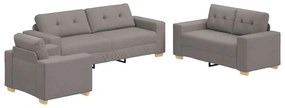 Conjunto de Sofá de 3 Peças com Almofadas em Tecido Taupe