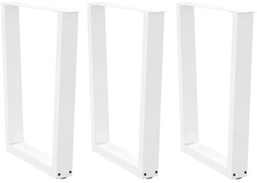 vidaXL Pernas para mesa de jantar em V 3 peças, branco, 70x(72-73,3) cm, aço