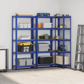 Prateleiras de armazenamento de 5 camadas 3 pcs aço azul