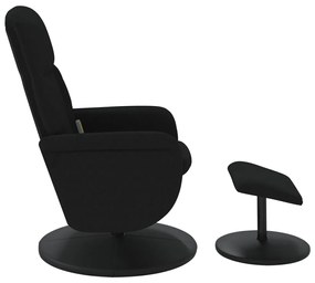 Cadeira de massagens reclinável com apoio de pés veludo preto