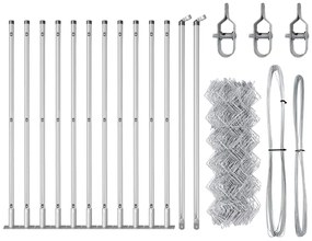 Conjunto de Postes de Cerca Prateado Largo Aço galvanizado