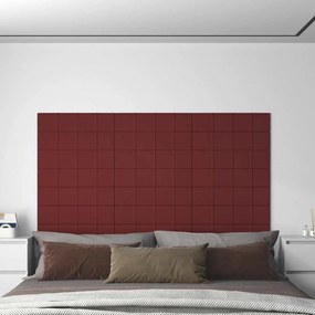 vidaXL Painel parede 12 pcs 60x15 cm tecido 1,08 m² vermelho tinto