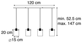 LED Candeeiro de suspensão inteligente preto com vidro fumê incl. 4 Wifi ST64 - Cúpula Design