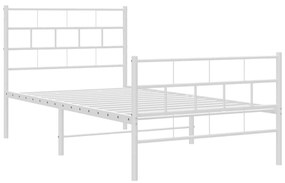 Estrutura de cama com cabeceira e pés 90x200 cm metal branco