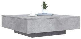 Mesa de centro com luzes LED 100x100x31 cm cinzento cimento