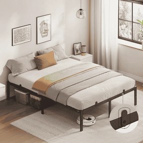 Estrutura de cama de casal em metal 140 x 200 cm moderna preto