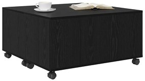 Mesa de centro com roda com armazenamento Carvalho preto 75 x 75 x 38