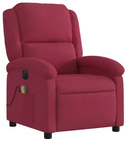Poltrona de massagens reclinável elétrica veludo vermelho tinto