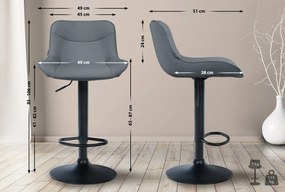 Banco alto em couro sintético com estrutura preta 85-106 x 49 x 51 cm cinzento