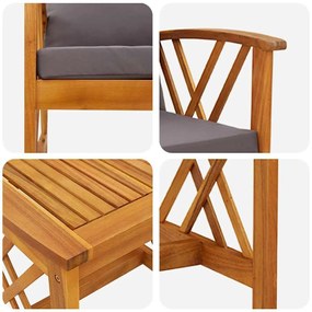 Conjunto de Lounges de Jardim em 3 Peças com Almofadas em Madeira de A