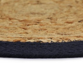 Individuais mesa 6 pcs juta e algodão 38cm natural/azul-marinho