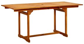 Mesa de jantar p/ jardim (120-170)x80x75 cm acácia maciça