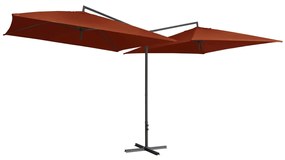 Guarda-sol duplo com mastro de aço 250x250 cm terracota