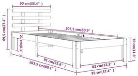 Estrutura de cama 90x200 cm madeira maciça preto