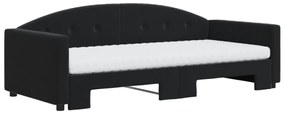 Sofá-cama com gavetão e colchões 90x190 cm veludo preto