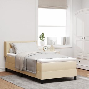 Cama Box Spring com Colchão Creme 90x200 cm Tecido