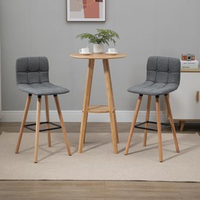 Conjunto de 2 Bancos de Bar (MESA NÃO INCLUIDA) Bancos Altos de Cozinha com Encosto Apoio para Pés Estilo Moderno 41,5x47x97,5 cm Cinzento