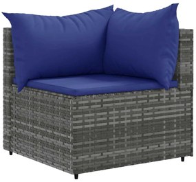 8 pcs conjunto lounge de jardim c/ almofadões vime PE cinzento