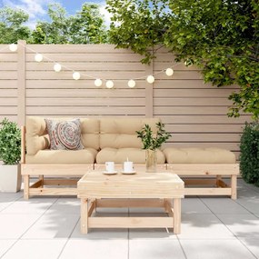 4 pcs conjunto lounge de jardim madeira de pinho maciça